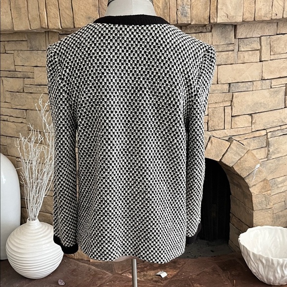 Vintage Castleberry Wool Blend White Check Cardigan Sweater Jacket Size 6 - Picture 5 of 6